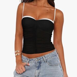 ReoRia Black and White Bustier Top